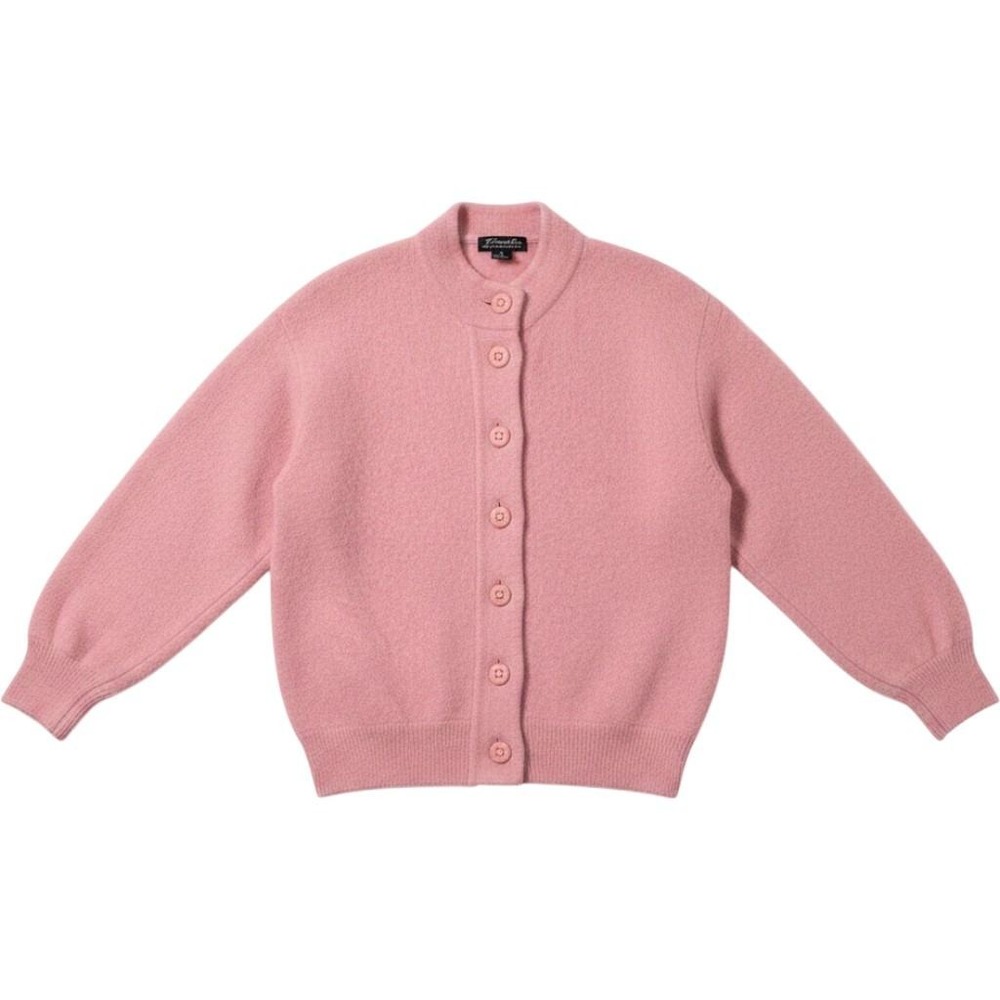 Venesha Cardigan Sweater Large Pink Vintage Angora Blend Mock Neck Posh Luxury